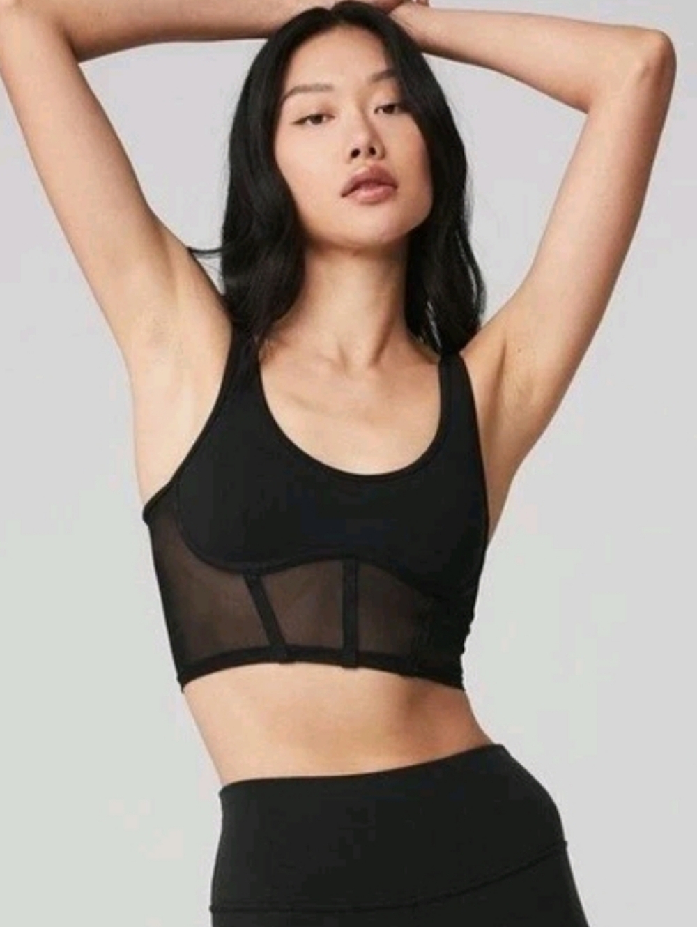 Alo Yoga Airbrush Mesh Corset Cropped Tank S Black